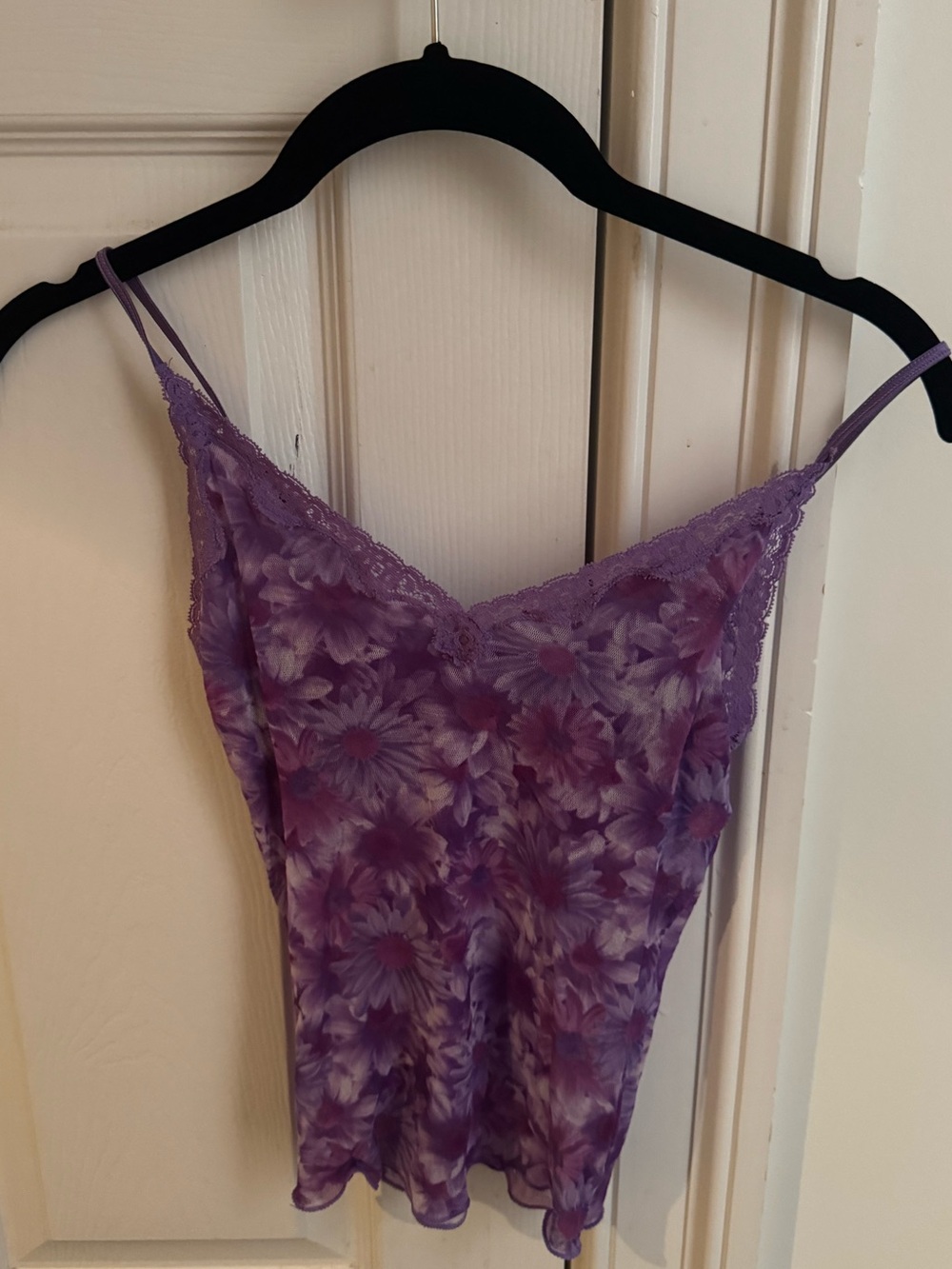 Vintage Victoria secret Purple Floral Lace Trim Cami